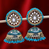 Sukkhi Arresting Gold Plated Sky Blue Crystal Jhumki Earrings for Women