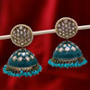 Sukkhi Gripping Gold Plated Sky Blue Kundan Jhumki Earrings for Women