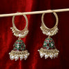 Sukkhi Gripping Gold Plated Green & White Pearl Hoop Jhumki Earrings for Women