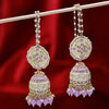 Sukkhi Hypnotizing Gold Plated Light Pink Pearl Jhumki With Chain Earrings With Chains for Women