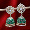 Sukkhi Hypnotizing Gold Plated Green Pearl Jhumki Earrings for Women