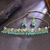 Sukkhi Delightful Gold Plated Green Color Stone Choker Necklace Set for Women