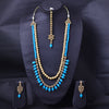 Sukkhi Alluring Gold Plated Sky Blue Pearl Long Haram Necklace Set With Maang Tikka for Women