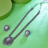 Sukkhi Glamorous Rhodium Plated Silver Artificial Stone Collar Necklace Set for Women