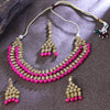 Sukkhi Enthralling Gold Plated Dark Pink LCT Stone Choker Necklace Set With Maang Tikka for Women