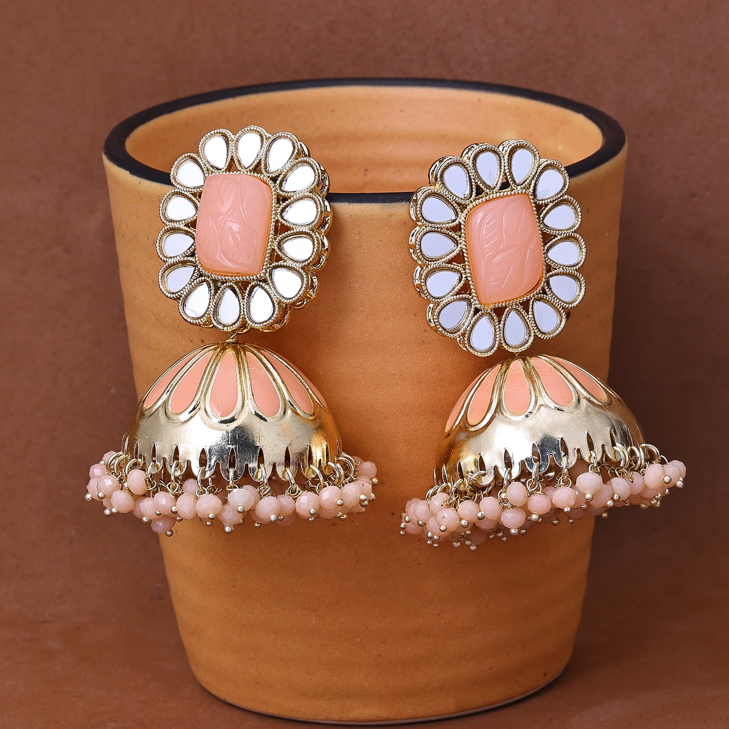 Flipkart.com - Buy TANLOOMS Latest Collection Jhumka earrings for Girls and  Woman (Peach Color) Alloy Jhumki Earring Online at Best Prices in India