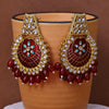Sukkhi Luring Gold Plated Maroon Kundan Dangler Earrings for Women