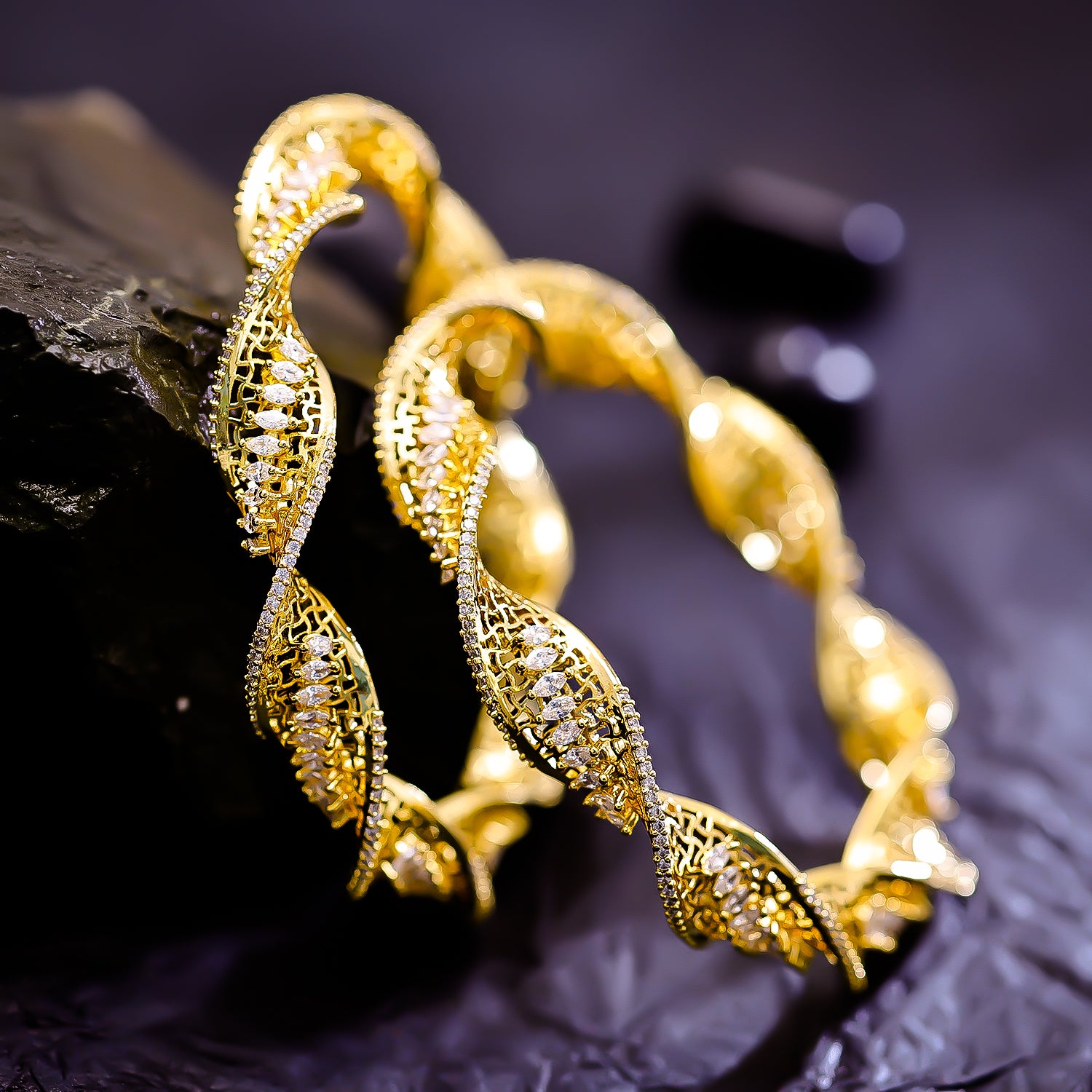 Sukkhi Desirable Golden Austrian Stone Gold Plated Traditional Set Of 2 Bangles for Women