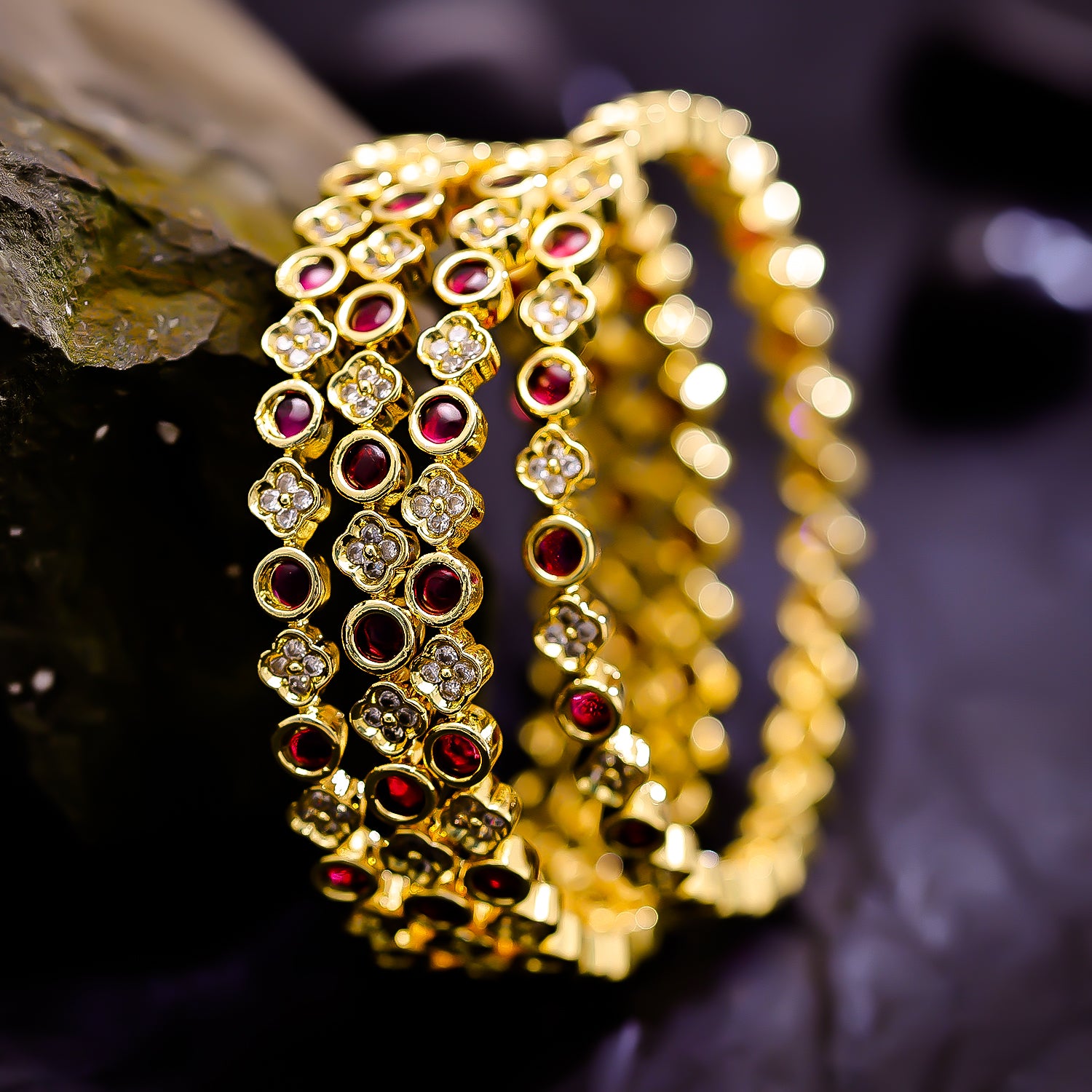 Sukkhi Nubile Golden Austrian Stone Gold Plated Traditional Set Of 4 Bangles for Women