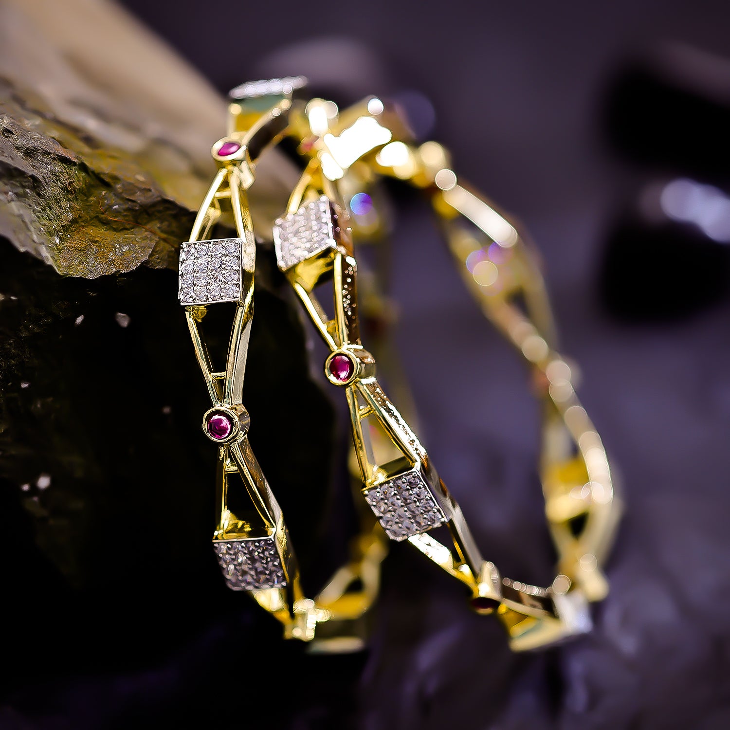 Sukkhi Toothsome Golden Austrian Stone Gold Plated Traditional Set Of 2 Bangles for Women