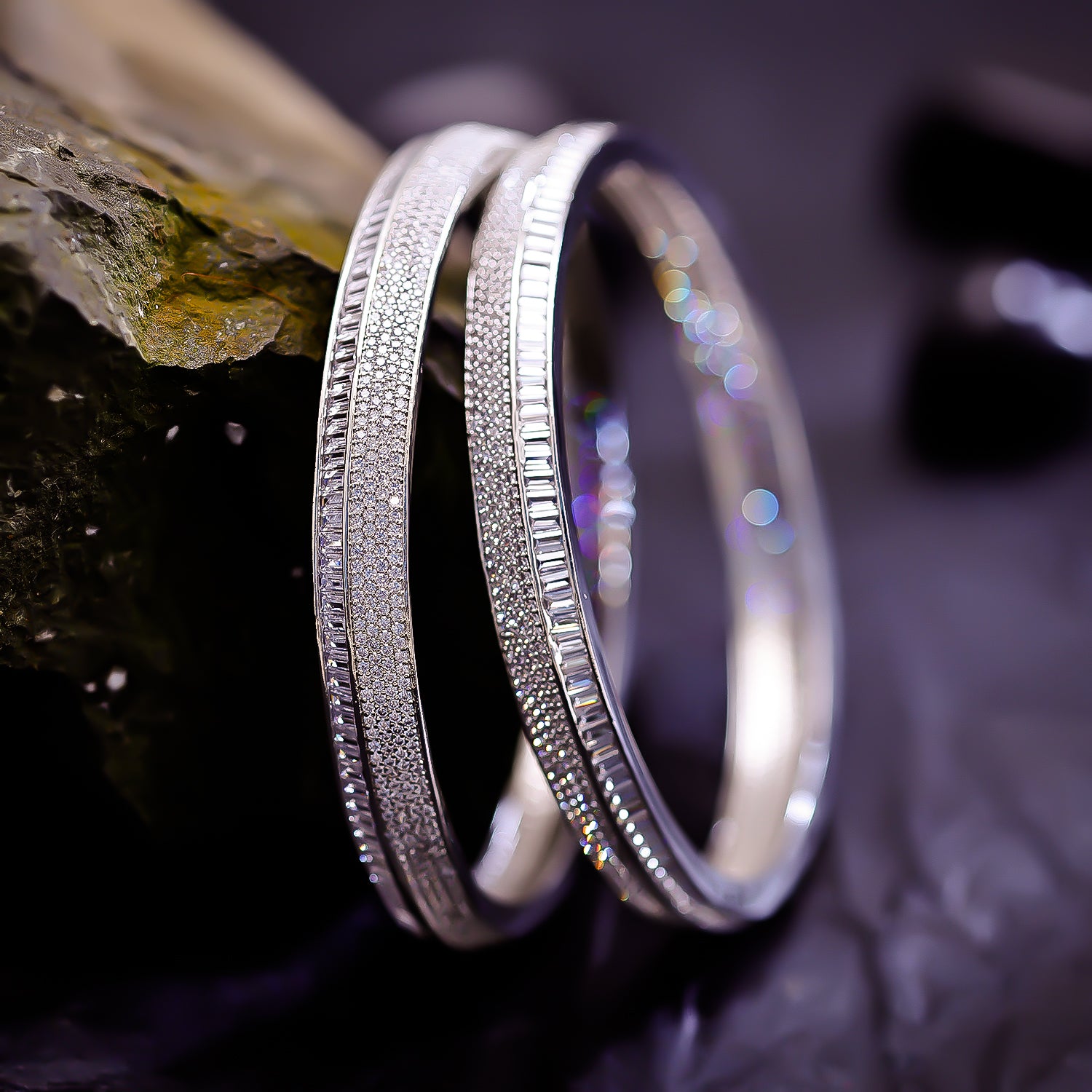 Sukkhi Exciting Silver CZ Stone Rhodium Plated Traditional Set Of 2 Bangles for Women