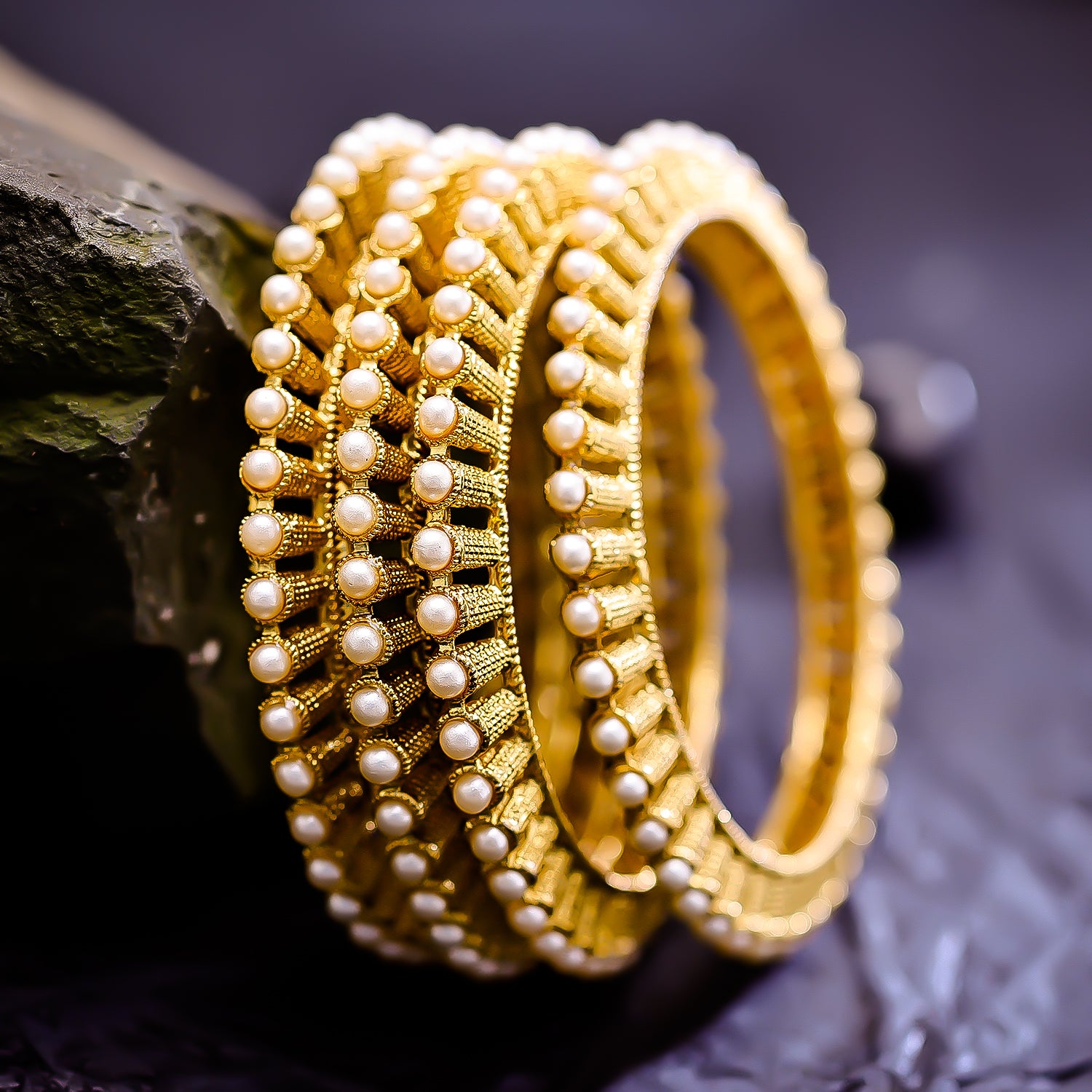 Sukkhi Charismatic Golden Pearl Gold Plated Traditional Set Of 4 Bangles for Women