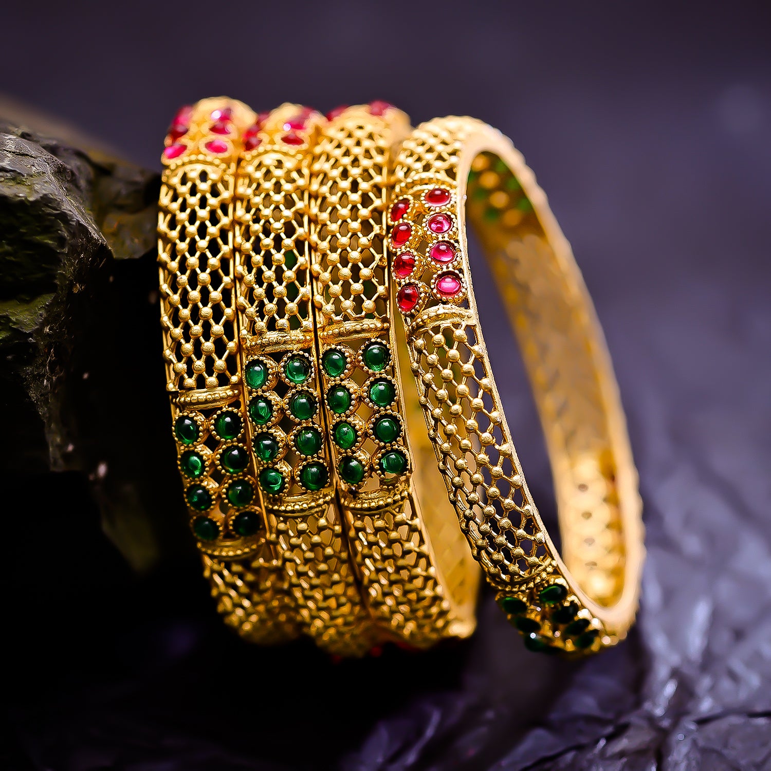 Sukkhi Luring Multicolor Polki Stone Gold Plated Traditional Set Of 4 Bangles for Women