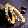 Sukkhi Lovesome Pink And Golden Kundan Gold Plated Traditional Set Of 2 Bangles for Women