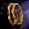 Sukkhi Sightly Pink And White Austrian Stone Gold Plated Traditional Set Of 2 Bangles for Women