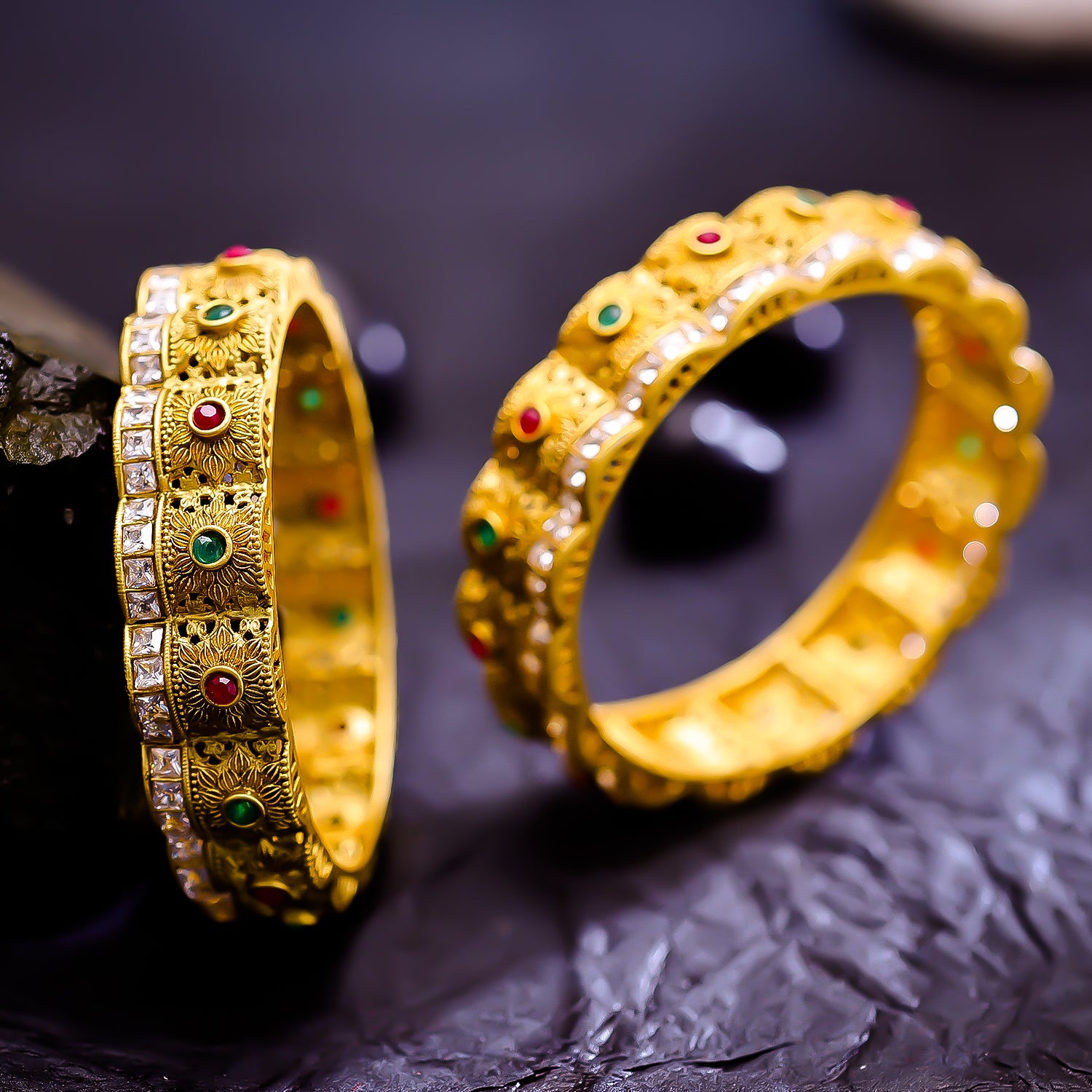 Sukkhi Taking Golden Austrian Stone Gold Plated Traditional Set Of 2 Bangles for Women