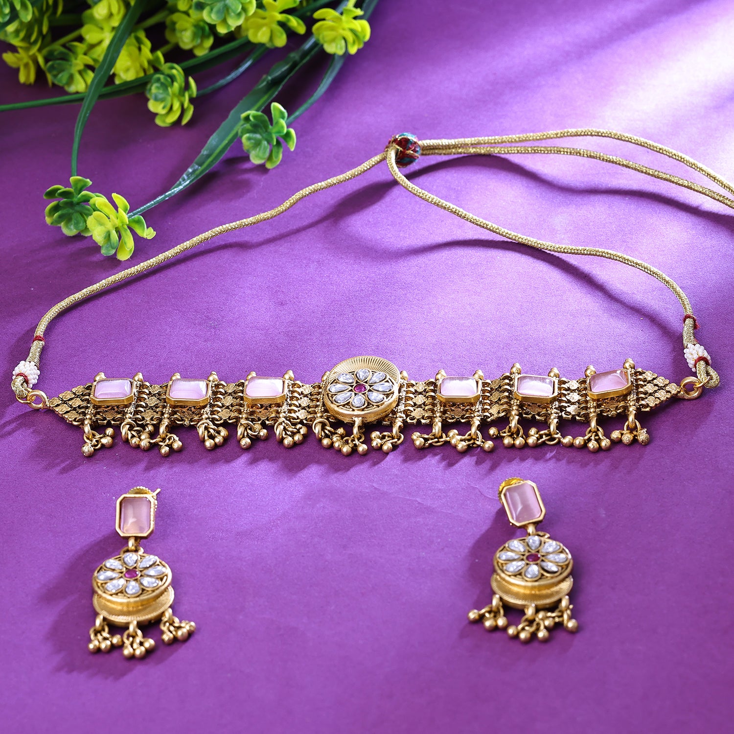 Sukkhi Tolerable Golden Austrian Stone Gold Plated Traditional Necklace Set for Women