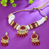 Sukkhi Hypnotizing Red And White Color Stone Gold Plated Traditional Necklace Set for Women