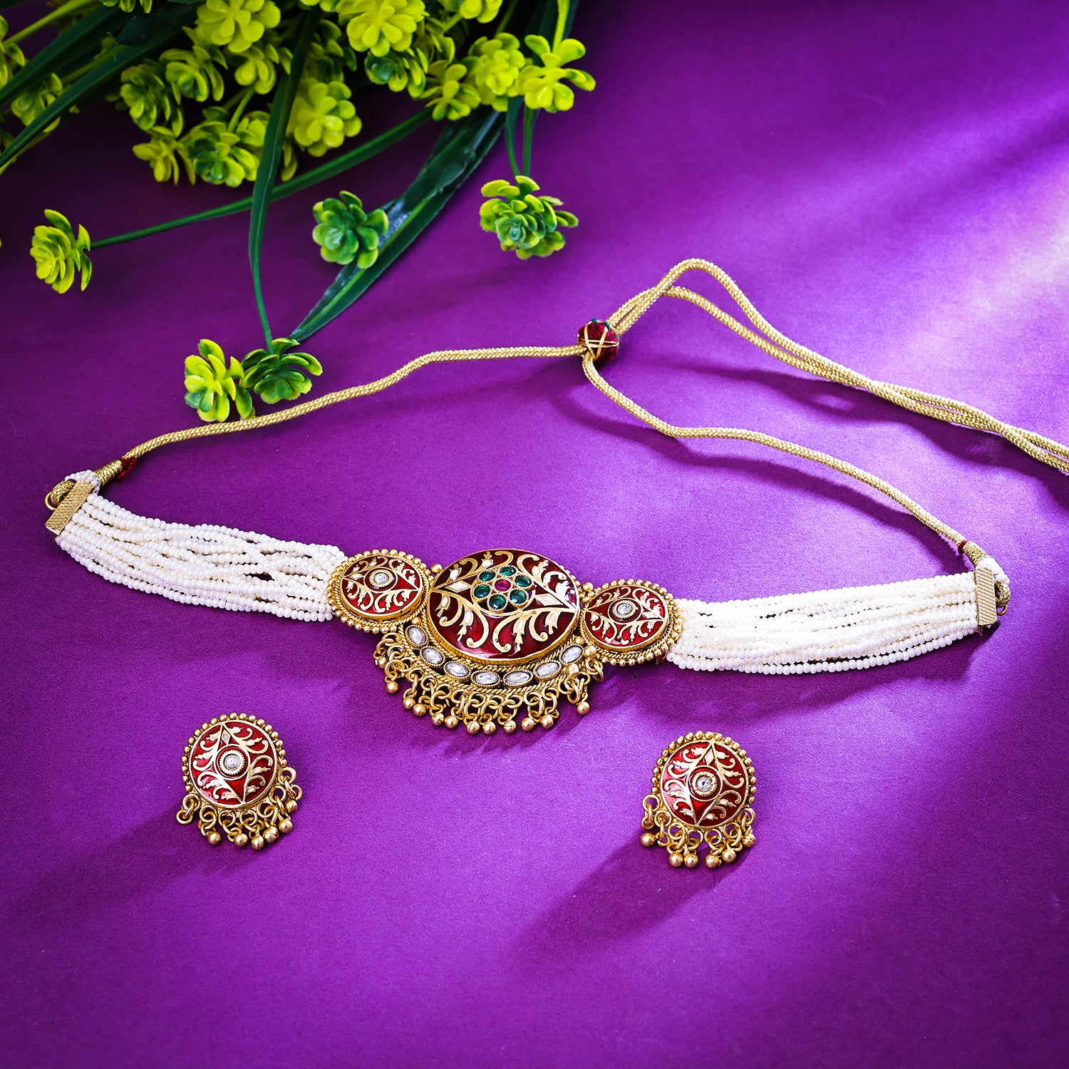 Sukkhi Intriguing Multicolor Kundan Gold Plated Traditional Necklace Set for Women