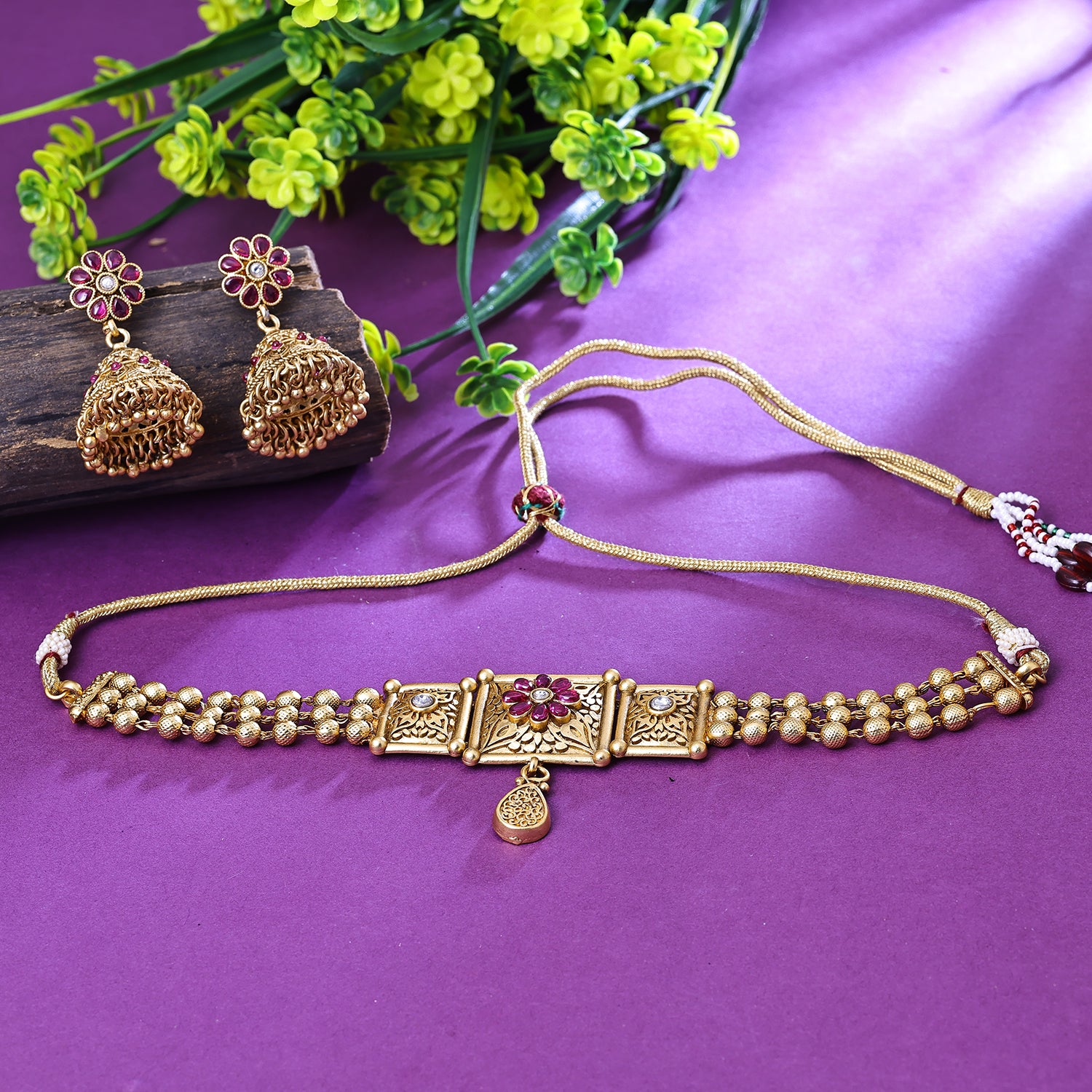 Sukkhi Darling Golden Kundan Gold Plated Traditional Necklace Set for Women