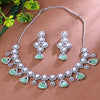 Sukkhi Entrancing Aqua Green & Silver Color Stone Rhodium Plated Traditional Necklace Set for Women