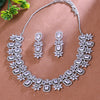 Sukkhi Engrossing Silver CZ Stone Rhodium Plated Traditional Necklace Set for Women