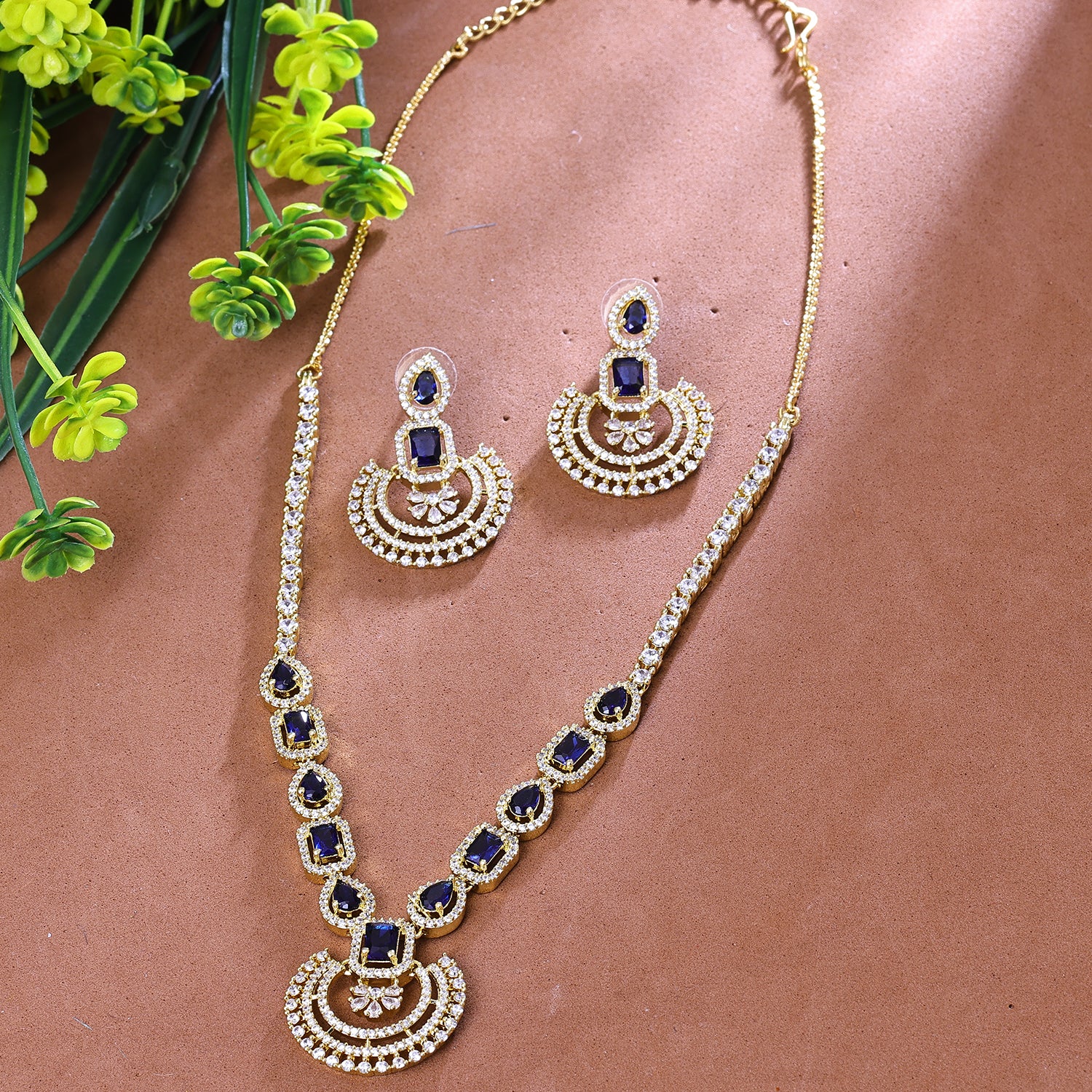 Buy Imitation Jewellery: Red Stone With Golden Touch Necklace Set