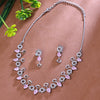 Sukkhi Pleasant Light Pink And Silver CZ Stone Rhodium Plated Traditional Necklace Set for Women