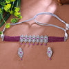 Sukkhi Appealing Purple CZ Stone Rhodium Plated Traditional Necklace Set for Women