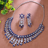 Sukkhi Bewitching Blue And Silver Austrian Stone Rhodium Plated Traditional Necklace Set for Women