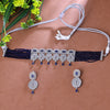 Sukkhi Fetching Blue And Silver Austrian Stone Rhodium Plated Traditional Necklace Set for Women