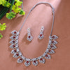 Sukkhi Glamorous Red And Silver Austrian Stone Rhodium Plated Traditional Necklace Set for Women