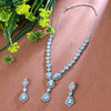 Sukkhi Glamour Awua Blue And Silver Color Stone Rhodium Plated Traditional Necklace Set for Women