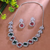Sukkhi Alluring Multicolor CZ Stone Rhodium Plated Traditional Necklace Set for Women