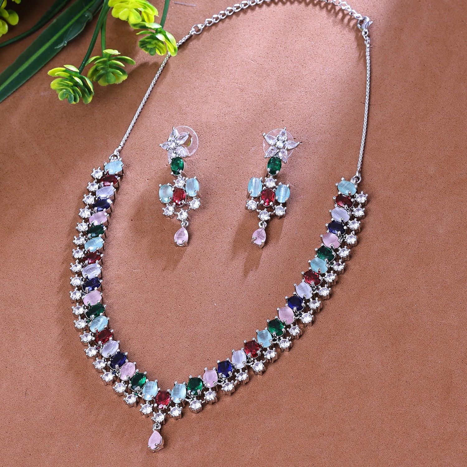 Cz stone sale necklace set