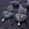 Sukkhi Likely Green Color Stone Rhodium Plated Dangler Earrings for Women