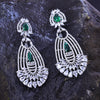 Sukkhi Lovely Green CZ Stone Rhodium Plated Dangler Earrings for Women