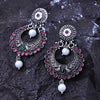 Sukkhi Stunning Purple CZ Stone Rhodium Plated Chandbali Earrings for Women