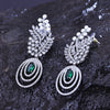 Sukkhi Taking Green And Silver CZ Stone Rhodium Plated Dangler Earrings for Women