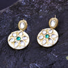 Sukkhi Prepossessing Green And Golden CZ Stone Gold Plated Dangler Earrings for Women