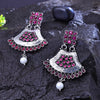 Sukkhi Glorious Pink And Silver CZ Stone Rhodium Plated Dangler Earrings for Women
