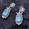 Sukkhi Statuesque Blue And Silver Color Stone Rhodium Plated Dangler Earrings for Women