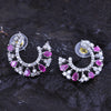Sukkhi Perfect Purple And Silver Color Stone Rhodium Plated Dangler Earrings for Women