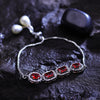 Sukkhi Chocolate-Box Red CZ Stone Rhodium Plated Party Wear Bracelet for Women
