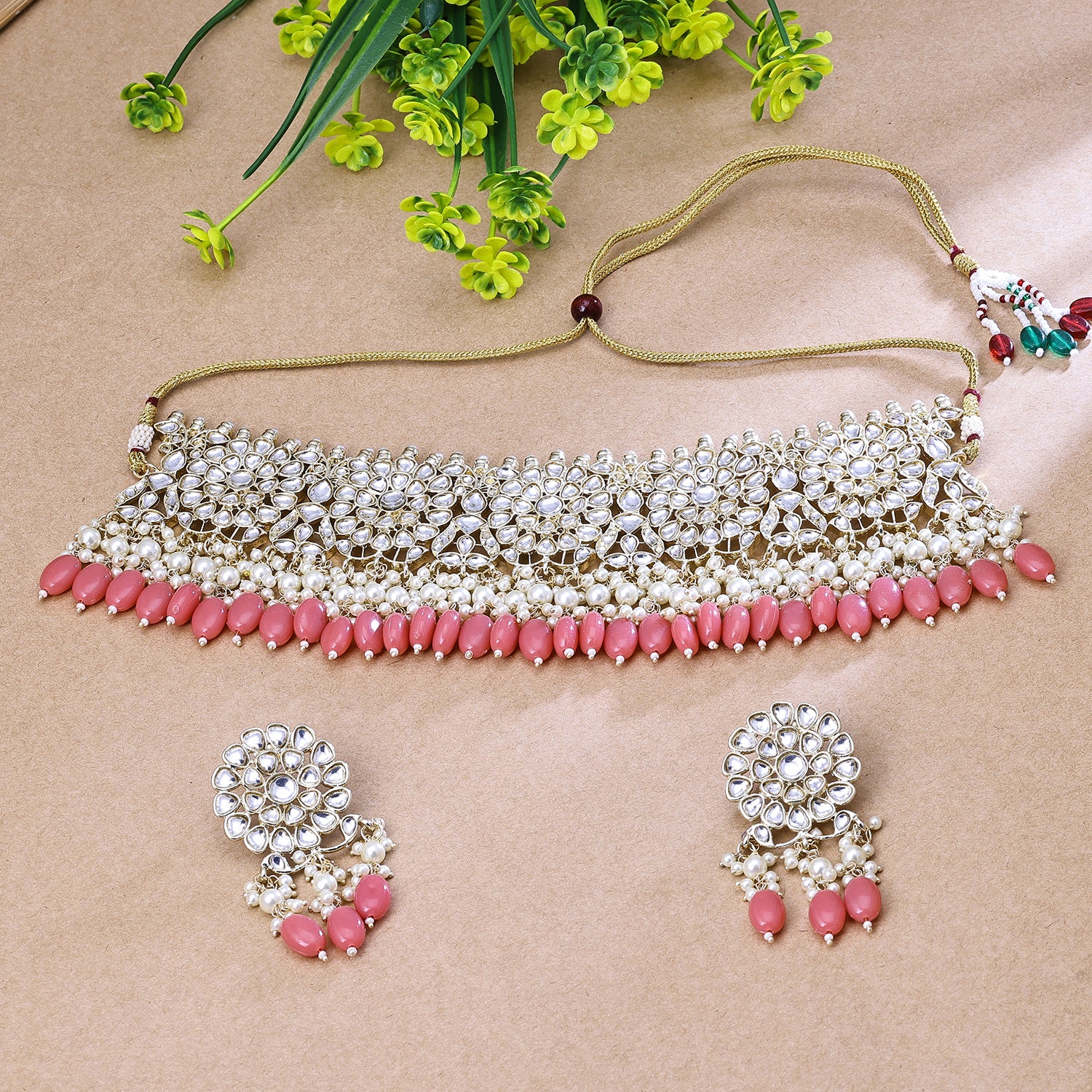 Sukkhi Titillating Light And Golden Austrian Stone Gold Plated Traditional Necklace Set for Women