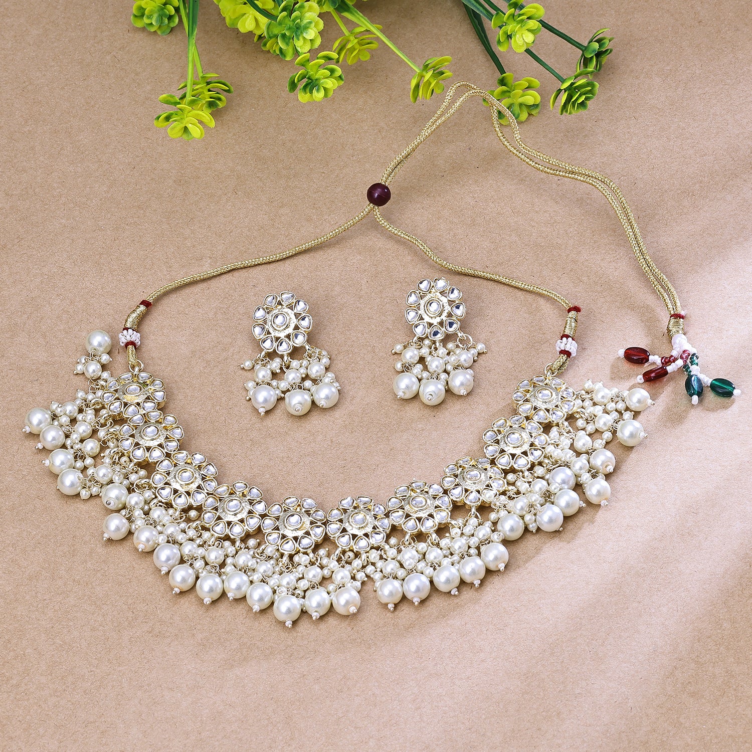 Sukkhi Beckoning White Kundan Gold Plated Traditional Necklace Set for Women