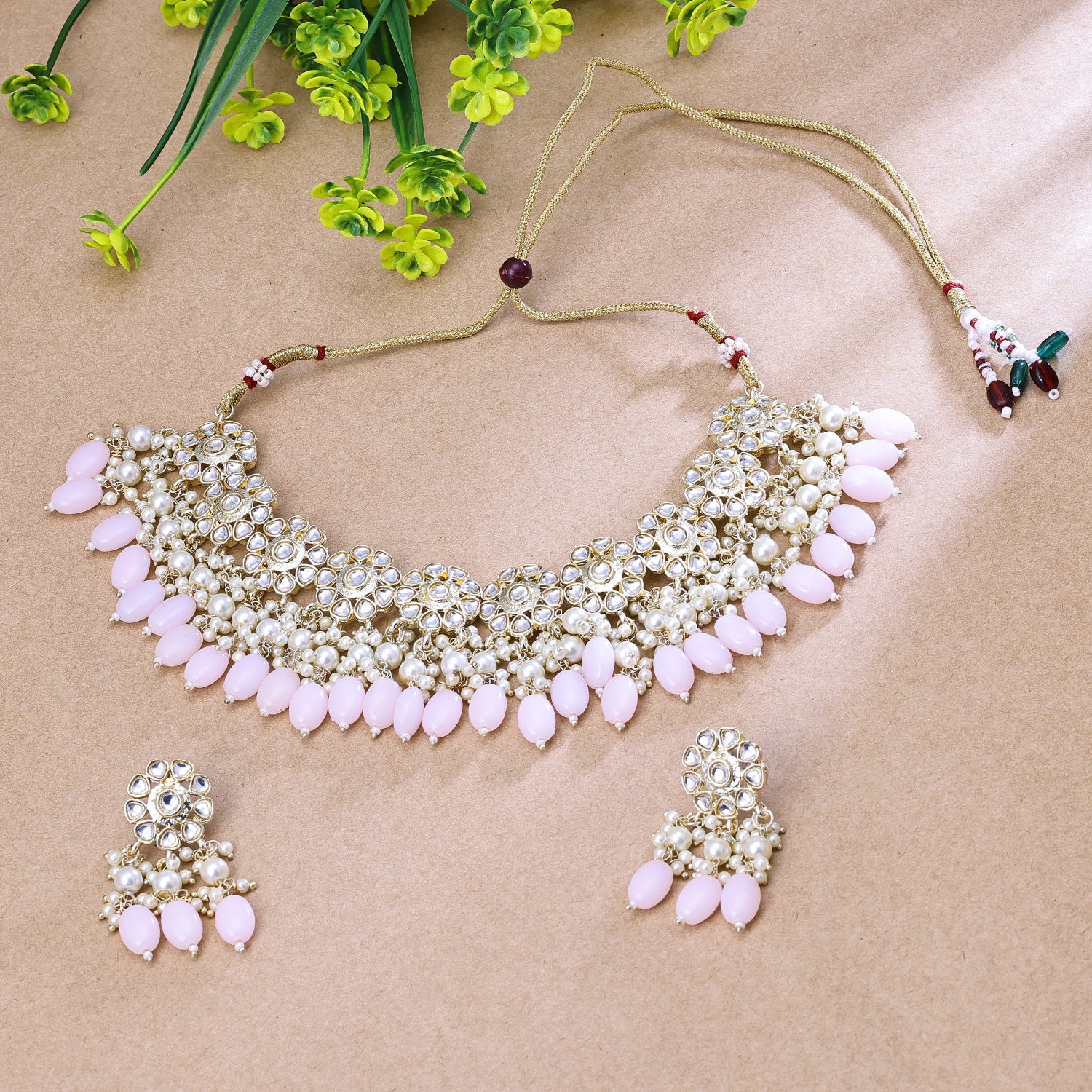 Sukkhi Inviting White Kundan Gold Plated Traditional Necklace Set for Women