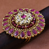 Sukkhi Galvanic Pink Kundan And Color Stone Gold Plated Traditional Finger Ring for Women