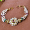 Sukkhi Riveting Multicolor Kundan And Pearl Gold Plated Party Wear Bracelet for Women