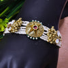 Sukkhi Spellbinding White And Golden Kundan And Pearl Gold Plated Party Wear Bracelet for Women